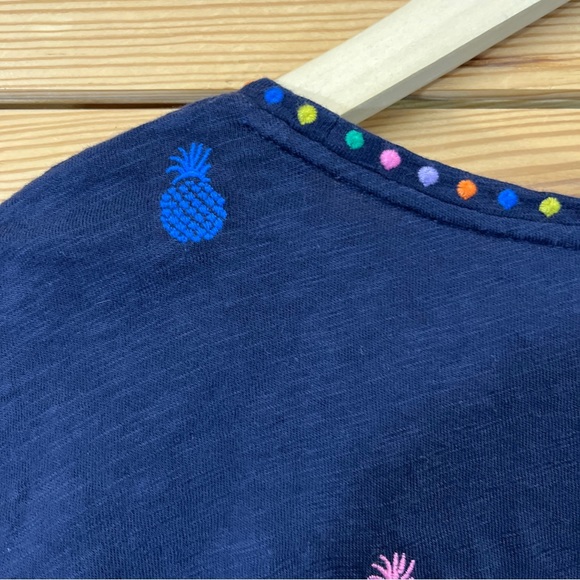 Boden Dress Pineapple Polly Embroidered Navy Blue 8P V-Neck Cap Sleeve B139 - Picture 11 of 12